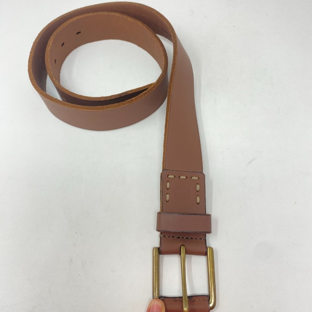 Timberland Brown Leather Belt with Silver Buckle, Size 32